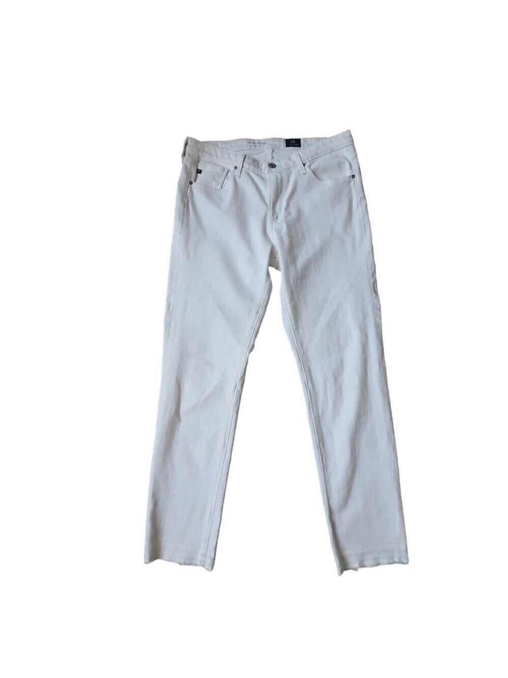 AG The Stevie Ankle Slim Straight White Jeans Raw Edge Size 29R